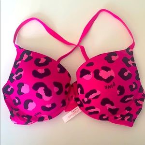 VS Pink 34D Leopard Push-up Bra